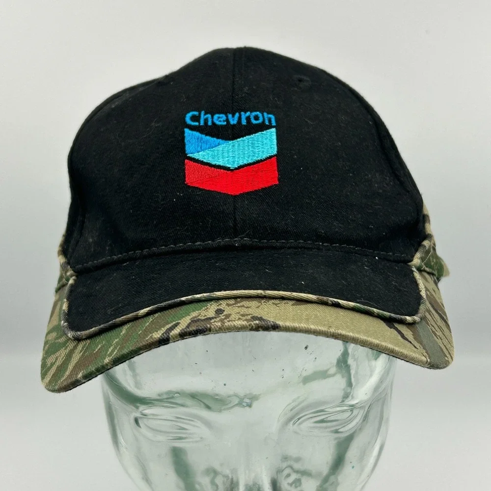 Chevron‎ Strapback Hat Dad Cap Black Camo Embroidered Logo Red Blue Otto Gas